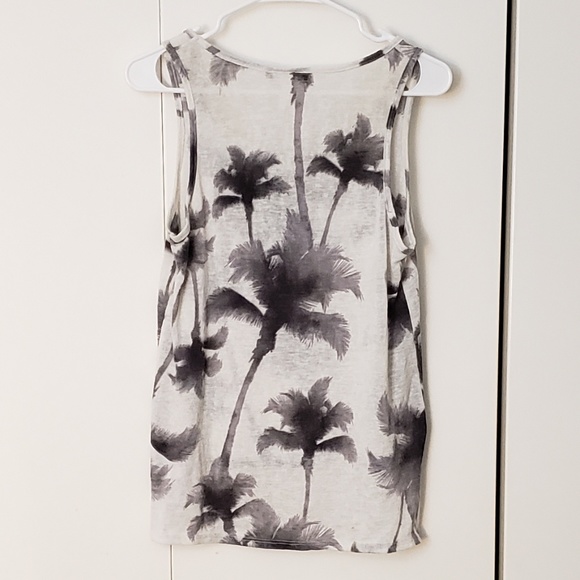 Watercolor Palm Tree Print High Low Tank Top - Picture 2 of 5